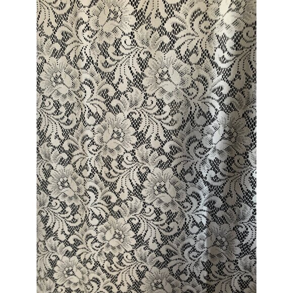 White Lace Curtain Panels Floral Design 80" x 40" Set of 2 Sheer Polyester Made - Picture 3 of 6